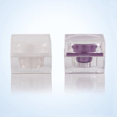 China Packaging Empty PS Cosmetics 5ml 15ml 30ml Square Transparent Acrylic Cosmetic Cream Plastic Jar for sale