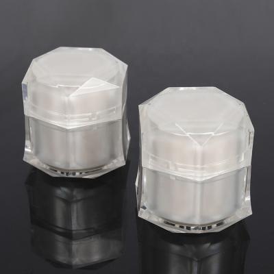 China Cosmetics Factory OEM Packaging Free Sample Customized 5g Transparent 10g 15g 30g 50g PP Diamond Jars Plastic Cosmetic Jars For Cream for sale