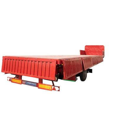 China Low Truck Trailer Price Used 3 Axle 50 Ton Side Wall Fence Box Stake Cargo Truck Semi Trailer for sale