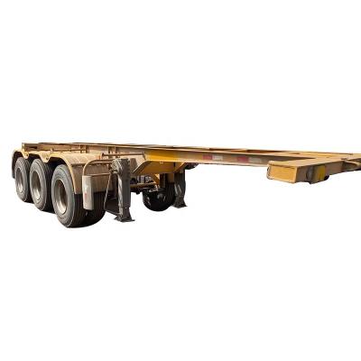 China Refurbished Flatbed Semi Trailer Truck Three Axle Trailer Semi Trailer Container Transport Trailer Used for sale