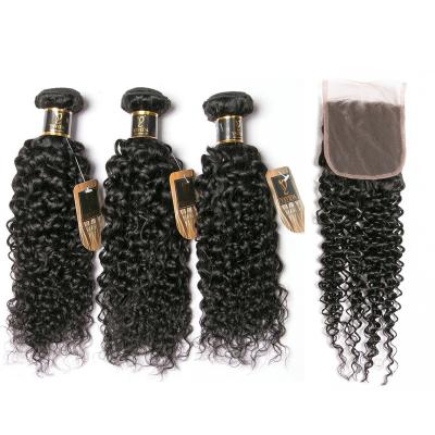 China Wholesale Kinky Curly Brazilian Curly Bundles With Closure 8-28inch Hair Weave For Black Women for sale