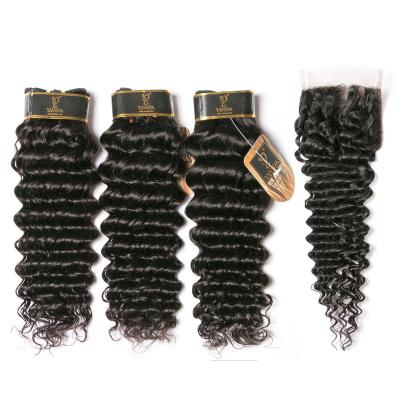 China Yavida Wholesale Deep Wave Brazilian Deep Wave Bundles With Closure Hair Weave With Closure for sale