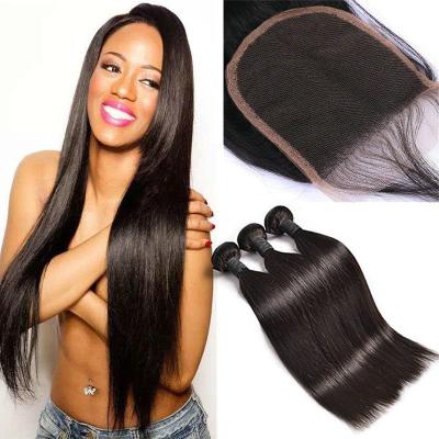 China Wholesale Cheap Raw Cambodian Straight Hair Bundles 9A 300g Silky Straight Wave With Closure 100% Unprocessed Virgin Hair Straight for sale