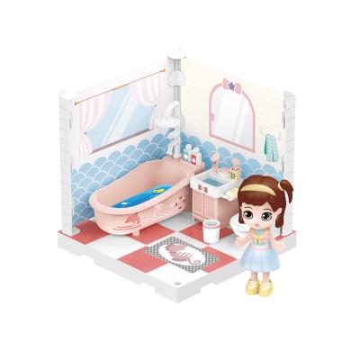 China Mini Furniture Tub Take Shower Assembly Toys Miniature DIY Doll Room Bath Room Scene Doll Mini Furniture Tub Take Shower Wash for sale