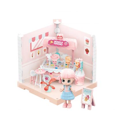 China Mini Furniture Toy Little Corner Scene Miniatures Pretend Doll Rooms with Mini Furniture Toy Doll Ice Cream Shop for sale