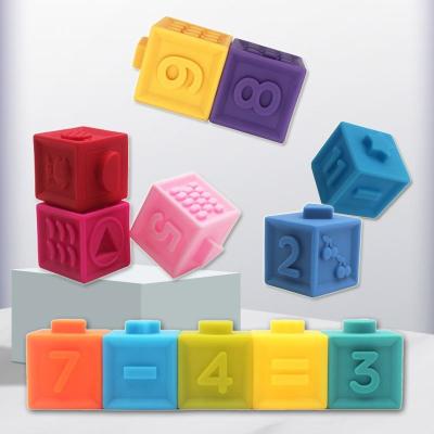 China Food Grade Educational Toy 12pcs/set Building Block Sets Plastic Educational Soft Toy Plug Ball Brick for sale