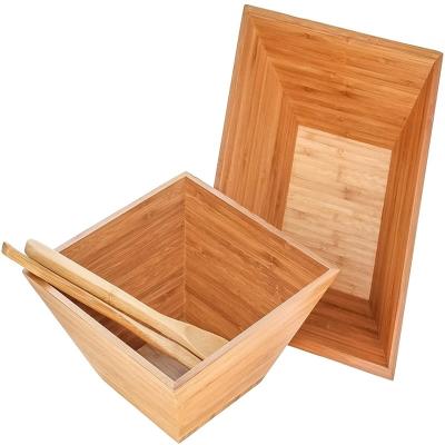 China Addreen Sustainable Plant Reusable 100% Natural Handmade Square Coconut Salad Bowl Wooden Bowl for sale