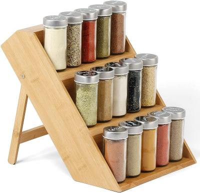 China Addreen Viable Expandable Kitchen Cabinet Bamboo Wooden Spice Rack Organizer, Wooden Spice Rack for sale