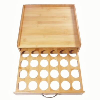 China Addreen Sustainable Organic Bamboo Coffee K Cup Pod Holder Storage Coffee Box Organizer for Kitchens Office for sale