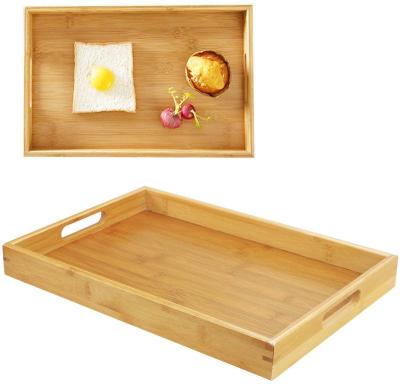 China Kitchenware Addreen Tray Eco-friendly Bamboo Bamboo Serving Trays Cheap Wholesale Natural Tray For Restaurant for sale