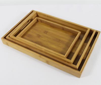 China Kitchen Tableware 3PCS Tray Set Wooden Bamboo Tea Bamboo Serving Tray for sale