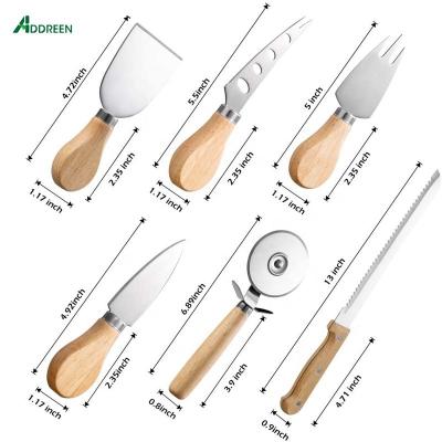 China Addreen Viable 6 Pieces Cheese Knives Set Handle Stainless Steel Cheese Slicer Collection Marble Cheese Cutter for sale