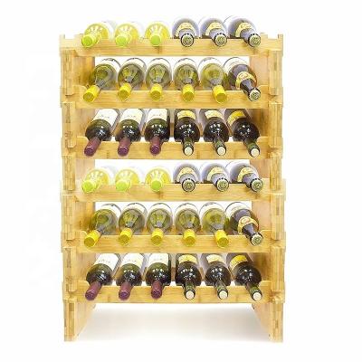 China Viable Wooden Bamboo Wine Rack Storage Rack Wooden Wine Rack for sale