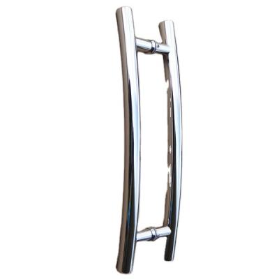 China Modern popular curved H shape stainless steel pull door handle double side pull and push door long pull glass wood handles for sale