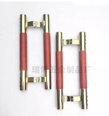 China Hot Selling Easy Installation Brass Plated Double Sided Decorative Long Wooden Glass Door Sliding Door Pull Handles for sale