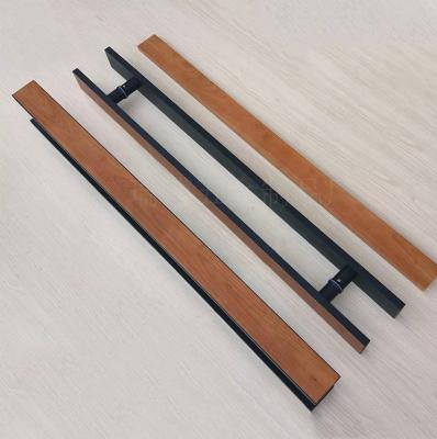 China Wholesale Easy Installation Double Sided Long Square Push Pull Main Solid Wood Door Handle With Stainless Steel For Glass Door for sale