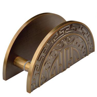 China Chinese Style Back Grain Carving Aluminum Handle Door Half Round Antique Wood Glass Handle for sale