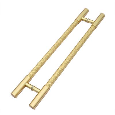 China Easy Installation Popular Innovative CNC Engraved Solid Aluminum Double Sided Large Door Pull Handles For Glass Wood Metal Main Door for sale