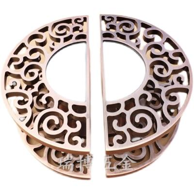 China Semi Large Installation Circle Pull Door Handle Villa Hotel Room Glass Wood Metal Classic Aluminum Cavity Curved Door Handle Semi Large for sale