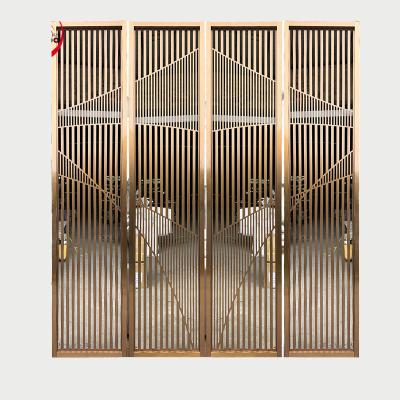 China Art Relief Lattice Modern Partition Screen Easy Install Aluminum Carving Hollow-out Living Room Rose Gold Screen for sale