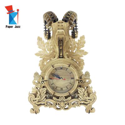 China Classic Argali DIY TOY Home Decoration Laser Cut Shape Puzzle DIY 3D Desktop Wooden Clock for Adults for Kids for sale