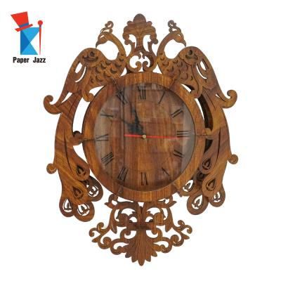 China DIY TOY Home Decoration Wooden Wall Puzzle Clock For Laser Cut Classic Peacock Shape DIY 3D For Adults For Children ZC-LQD005 Wooden 3mm for sale