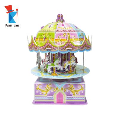 China Come In The Carousel Carousel Music Box Children's Gifts Rotating Flat 3D Puzzle for sale