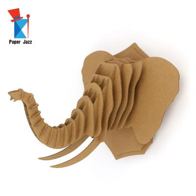 China DIY TOY Home Decoration Wall 3D Puzzle Cardboard Elephant Hanging Head for sale