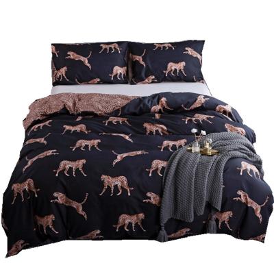 China Nondisposable Black Leopard Animal Print Full Queen King Size Duvet Cover Queen Single Bedding Set for sale