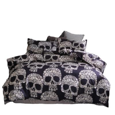 China Nondisposable Amazon Quality Nondisposable Queen King Size Black 3D Skull Duvet Cover Single Bedding Set Twin Full for sale