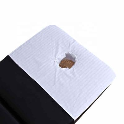 China White 100% Compressed Cotton 50*70cm Face Hole Massage Towel For Massage Bed Table for sale