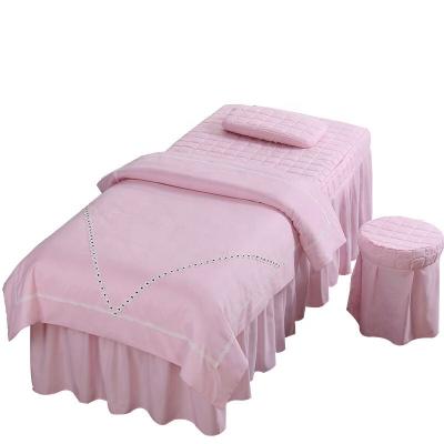 China Low MOQ Rose Gray Purple 4pcs Massage Sheet Set Nondisposable for sale