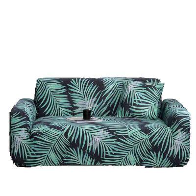 China Cheap Elastic Breathable Comfort 1 2 3 4 Seaters Universal Green Leaf Spandex Stretch Stretch Elastic Sofa Cover for sale