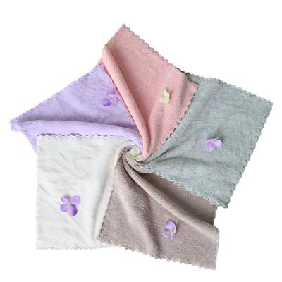 China Small Mini Square White Pink Green Purple 25x25cm 22g Coffee Pill Super Soft Microfiber Coral Fleece Towel for sale