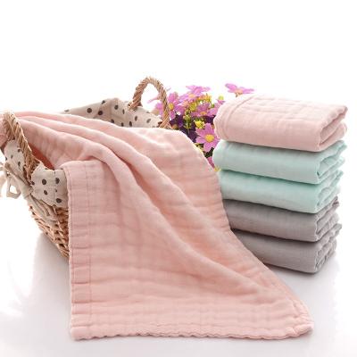 China 25X50cm Plain 45g Natural Breathable Solid Pink 100% Compressed Cotton Baby Bath Face Blue Gray Hand Towel for sale