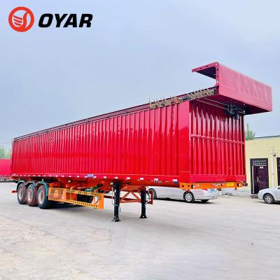 China Bulk Cargo Truck Trailer 40ft 60ft Side Drop Semi Trailer With Quick Detachable Side Fence For Sale Zambia for sale