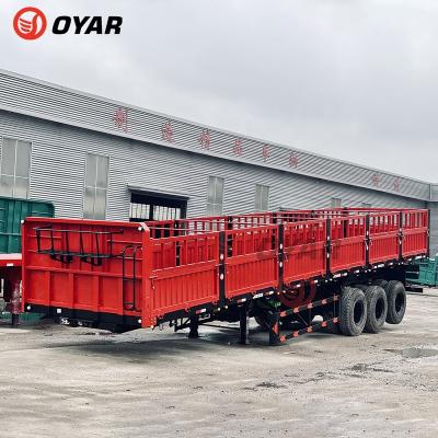 China Truck Trailer China Manufacture 3 Axle 60ton Fence Side Tipping Semi Trailer for sale