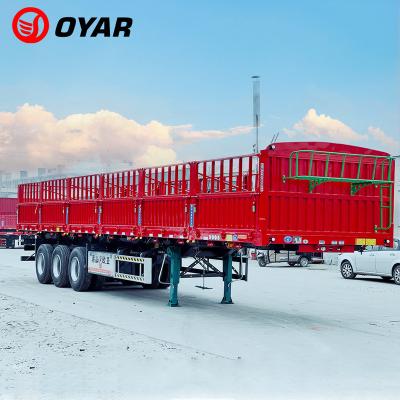 China Truck Trailer Quality Guaranteed Barrier 20ton 40ton 60ton 3 Axles Side Tipper Tipping Dump Trailer Trailer for sale