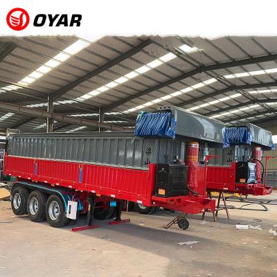 China 40 60 Cubic Hydraulic Rear End Dump Trailer 3 Axle Dump Rear Tipper Truck Trailer for sale