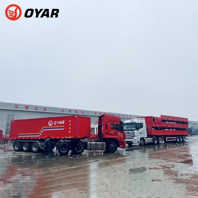 China Truck Trailer 2 Axles 3 Axle 40ft Container Haul Truck Trailer 60 Tons Box Van Cargo Semi Trailer for sale