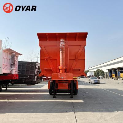 China Truck Trailer Customized 3 4 Axle Heavy Duty 35/40/45 CBM 60 Ton Tipper Semi Truck End Loader Rear Trailer for sale