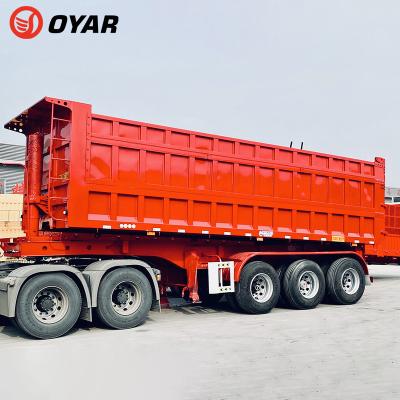 China Truck trailer factory price 3 axle 4 axle 60cbm end rear empty semi truck trailer for sale with tarpaulin for sale