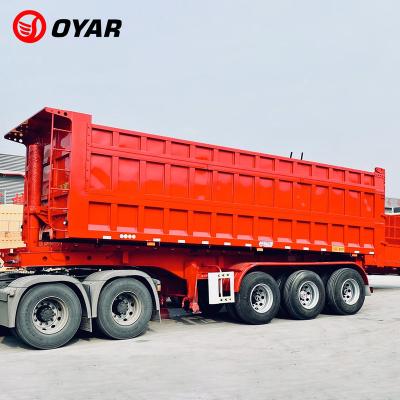 China Truck Trailer Oyar Factory 3 Axle 60 Ton 60 CBM Farm Ore Stone Hydraulic Tipper Semi Trailer Truck Dump Trailer For Sale for sale