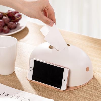 China Bread Tissue Table Box With Mobile Phone In Front Japan Style Minmalist Placable Cute Mobile Phone Tissue Box Plastic for sale