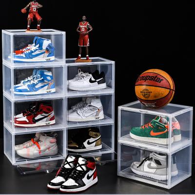 China Increase Capacity Sustainable Stackable Plastic Shoes Storage Box Magnetic Stackable With Magnets for sale