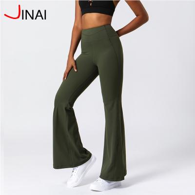 China 2133 Breathable Breathable Women Flared Illegally Sell High Waist Performance Leg Pants Salon Pocket Tummy Control Inner Hidden Leg Yoga Casual Wide Leg Pants for sale