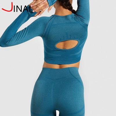 China Women Sportswear Yoga Sport Suit Set Seamless Breathable Thumb Hole Set Sexy Fitness Set Workout Gym Wear Running Clothing Tracksuit for sale