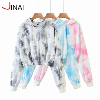 China 2020 Newest Breathable Breathable Hot Sales Long Sleeve Tie Dye Cropped Hoodie for sale