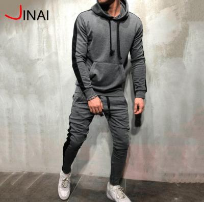 China Men's Two Tone Hooded Sweatshirt Ants Stripe Long Sleeve Athletic Sports Breathable Mens Tracksuit Running Jogging Set for sale