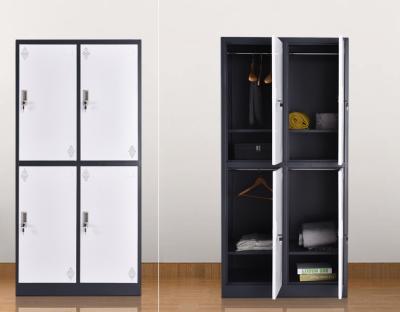 China Large Capacity 4 Doors Eco-friendly Fashionable School Clothing Steel Storage Cabinets / Four Compartments Wall Mounted Wardrobe Closet Te koop